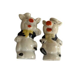 Vintage Ceramic Pig Salt & Pepper Shakers 2-Piece Set 3" Tall vintage mid-centur